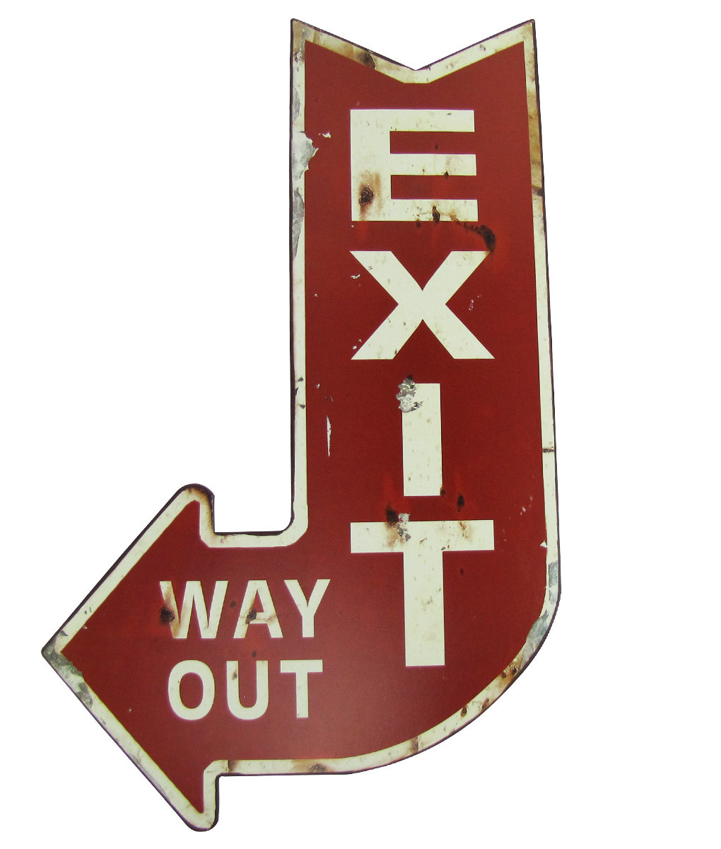 Treasure Gurus Vintage Style Large Exit Way Out Metal Arrow Sign